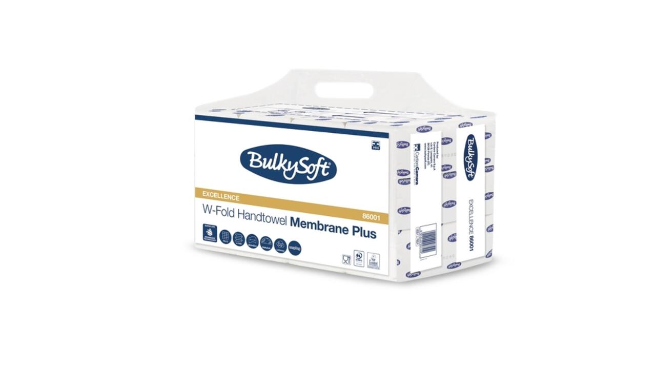 Handdoek BulkySoft Excellence w-vouw 3-laags 205x420mm 12x75 vel wit 86001