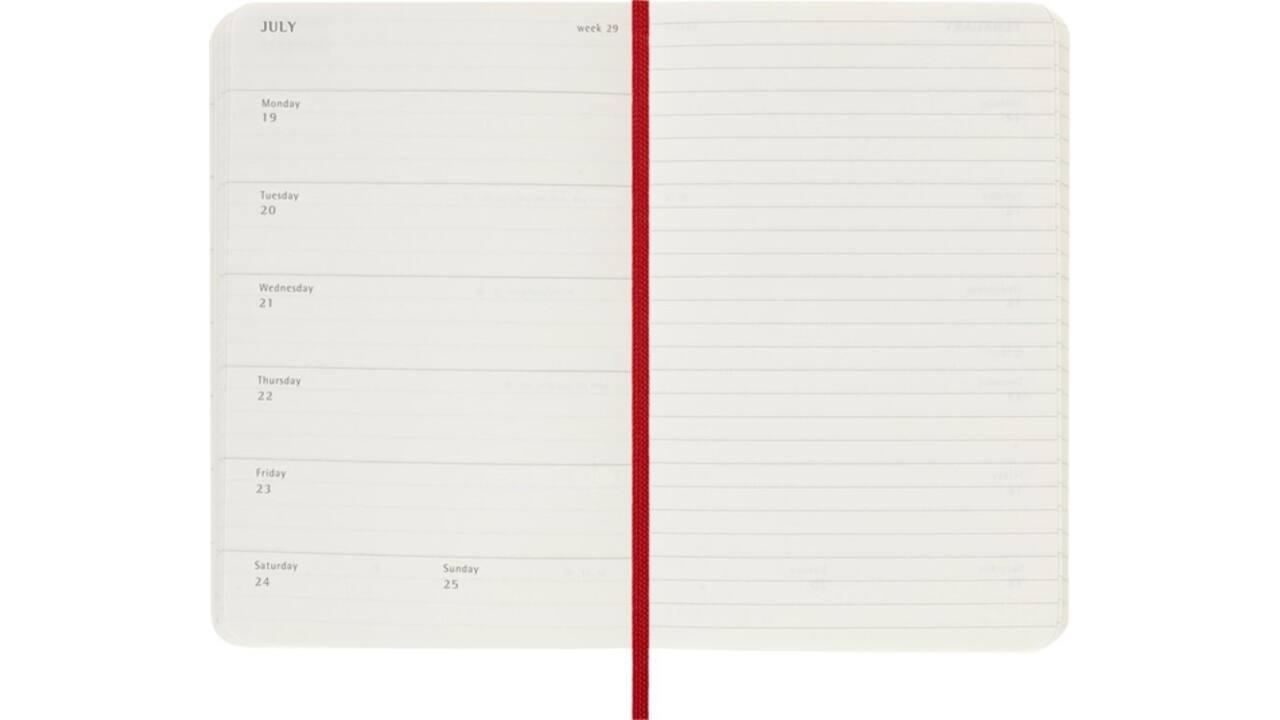 Agenda 2027 Moleskine 12M Planner Weekly 7dagen/1pagina pocket sc scarlet red