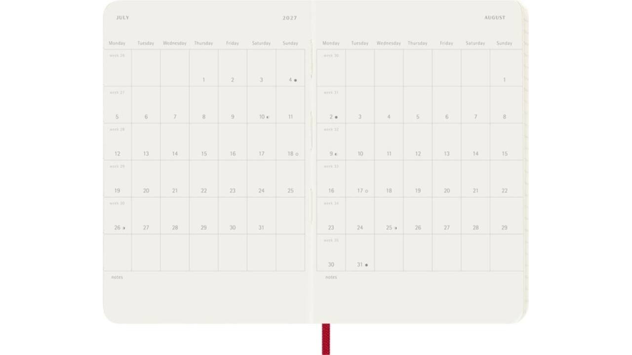 Agenda 2027 Moleskine 12M Planner Weekly 7dagen/1pagina pocket sc scarlet red