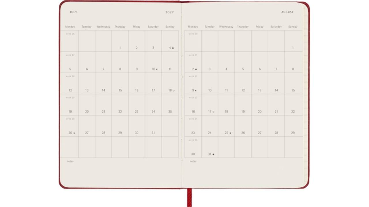 Agenda 2027 Moleskine 12M Planner Weekly 7dagen/1pagina pocket hc scarlet red
