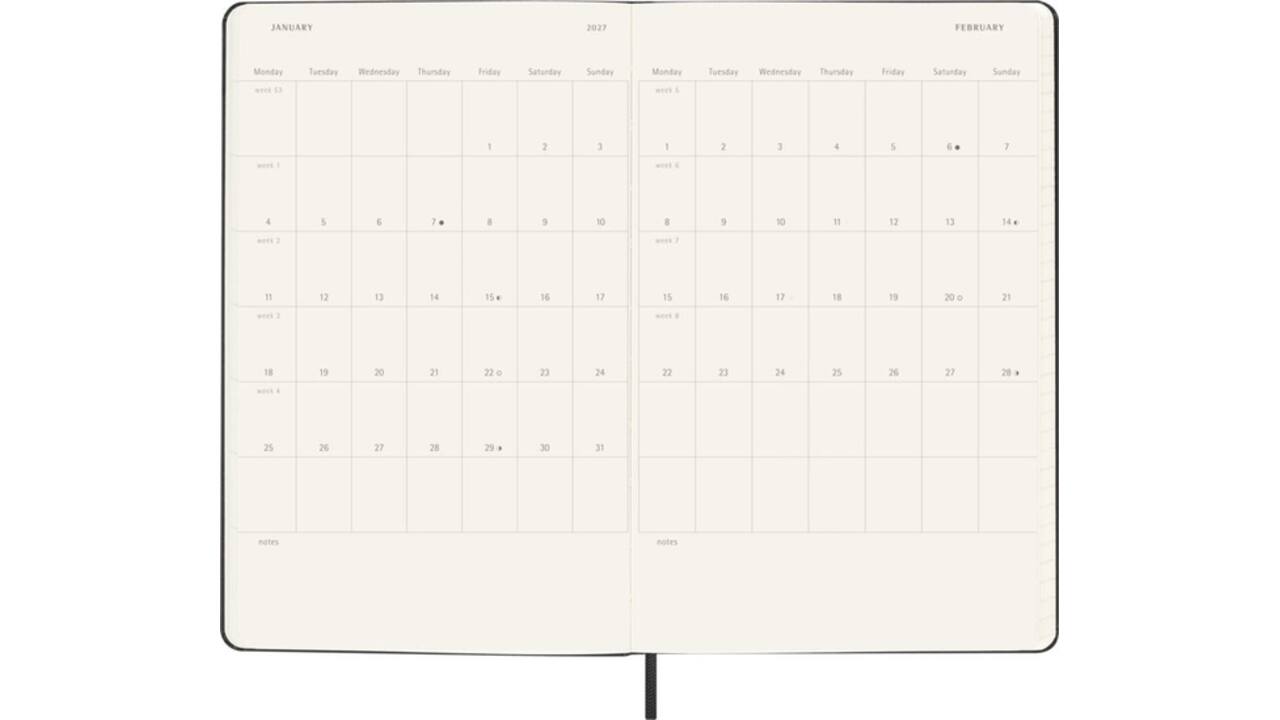 Agenda 2027 Moleskine 18M Planner Weekly 7dagen/1pagina large hc black