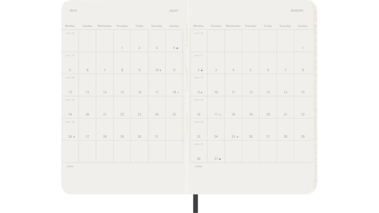 Agenda 2027 Moleskine 12M Planner Weekly 7dagen/1pagina pocket sc black