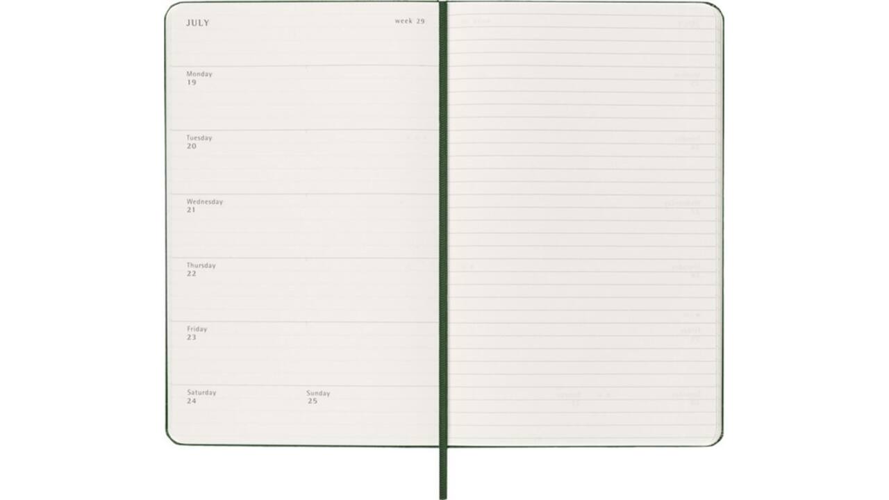 Agenda 2027 Moleskine 12M Planner Weekly 7dagen/1pagina large hc myrtle green