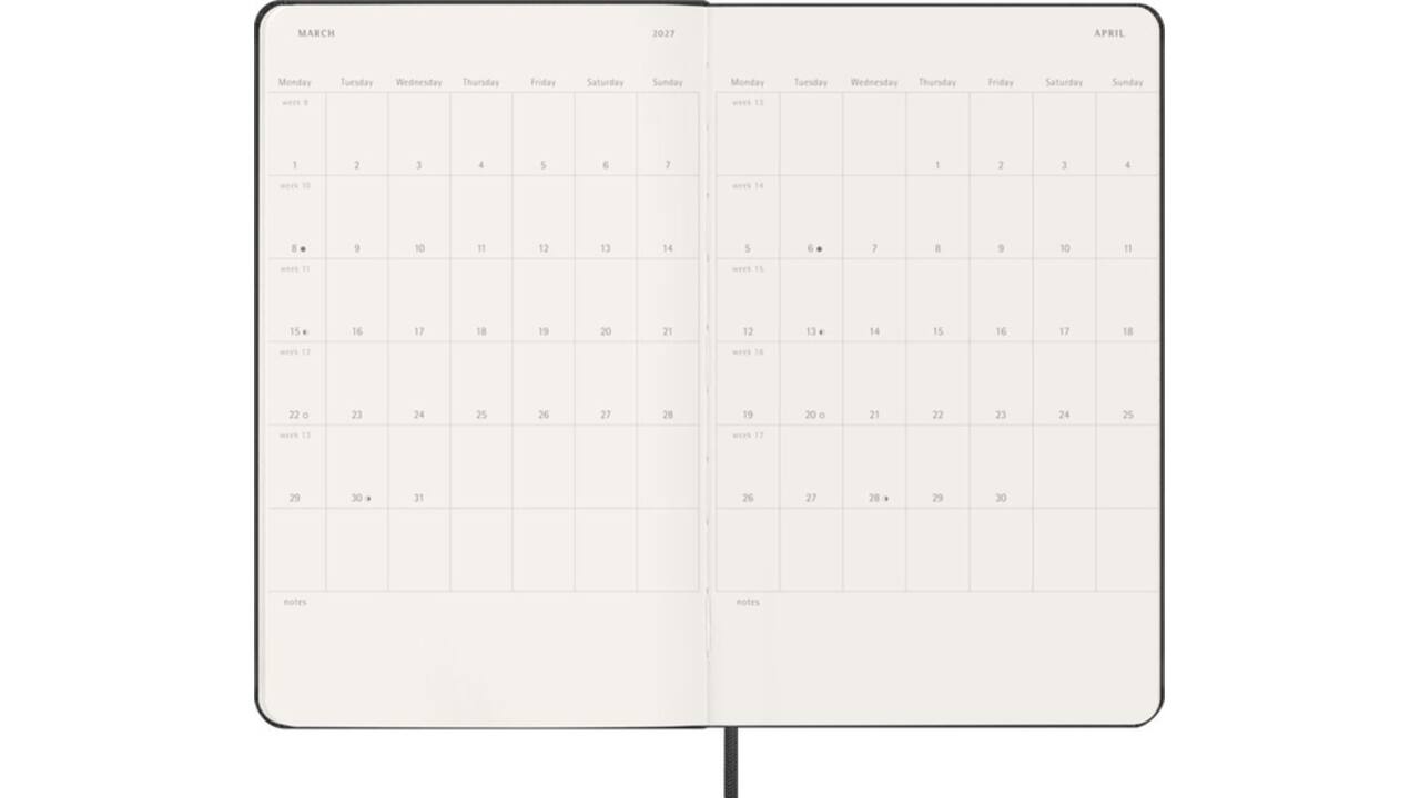 Agenda 2027 Moleskine 12M Planner Weekly 7dagen/2pagina's large hc black