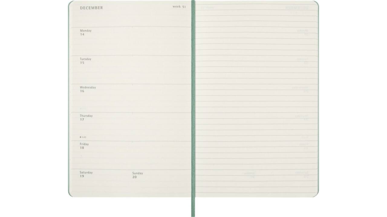 Agenda 2027 Moleskine 18M Planner Weekly 7dagen/1pagina large hc sage green