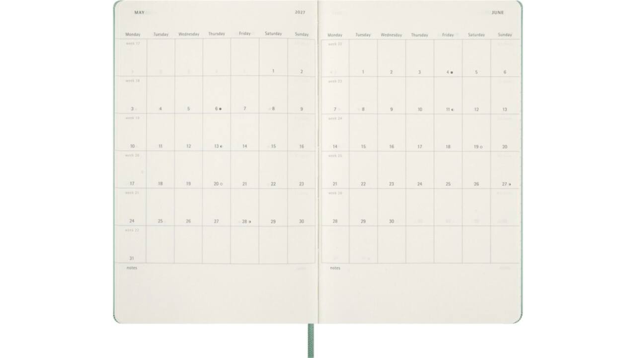 Agenda 2027 Moleskine 18M Planner Weekly 7dagen/1pagina large hc sage green