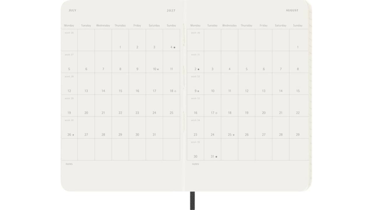 Agenda 2027 Moleskine 18M Planner Weekly 7dagen/1pagina pocket sc black