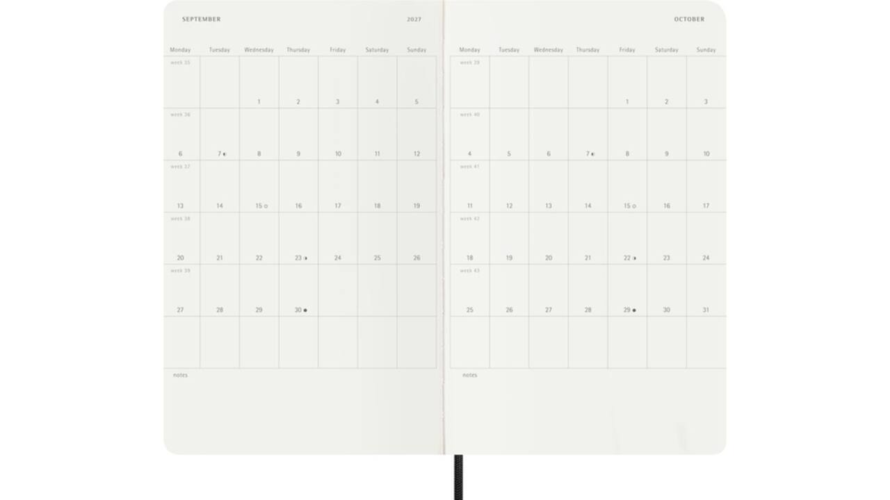 Agenda 2027 Moleskine 18M Planner Weekly 7dagen/1pagina large sc black