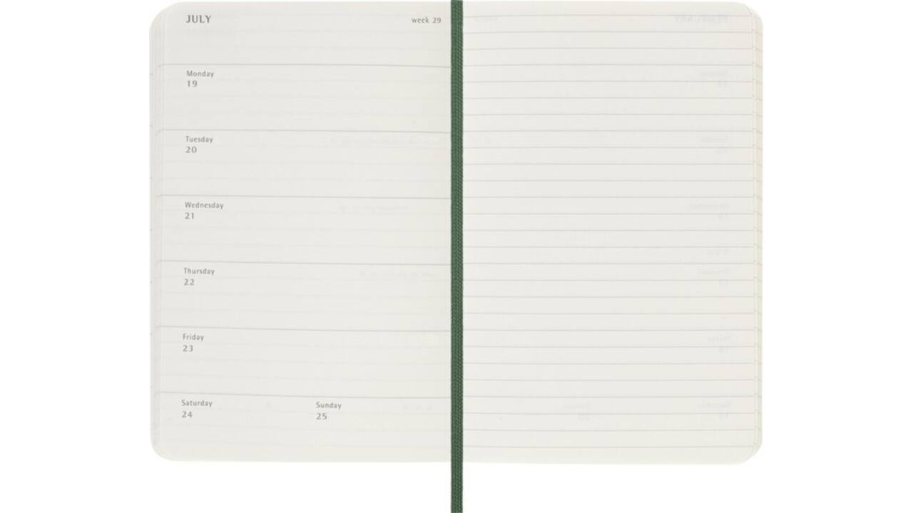Agenda 2027 Moleskine 12M Planner Weekly 7dagen/1pagina pocket sc myrtle green