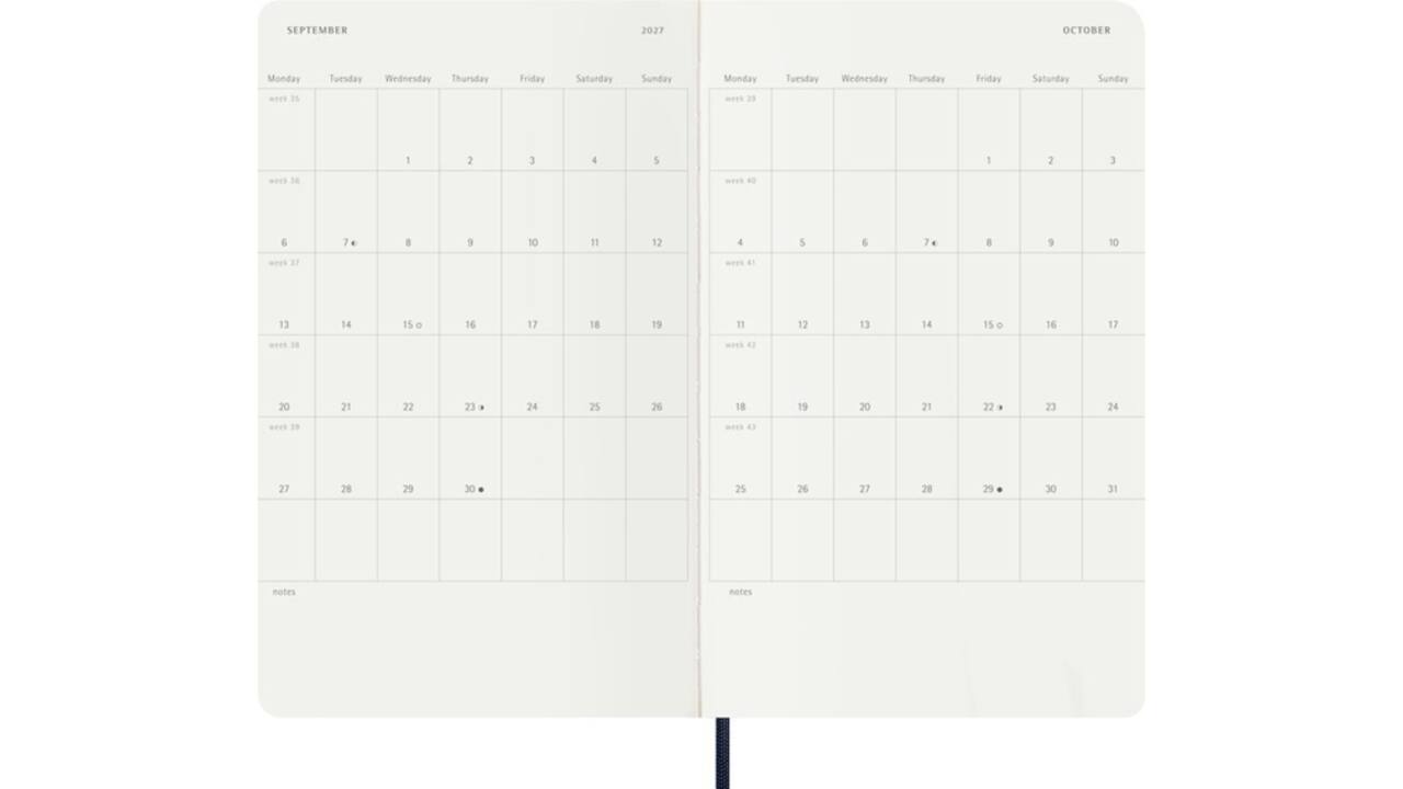 Agenda 2027 Moleskine 12M Planner Weekly 7dagen/1pagina large sc sapphire blue