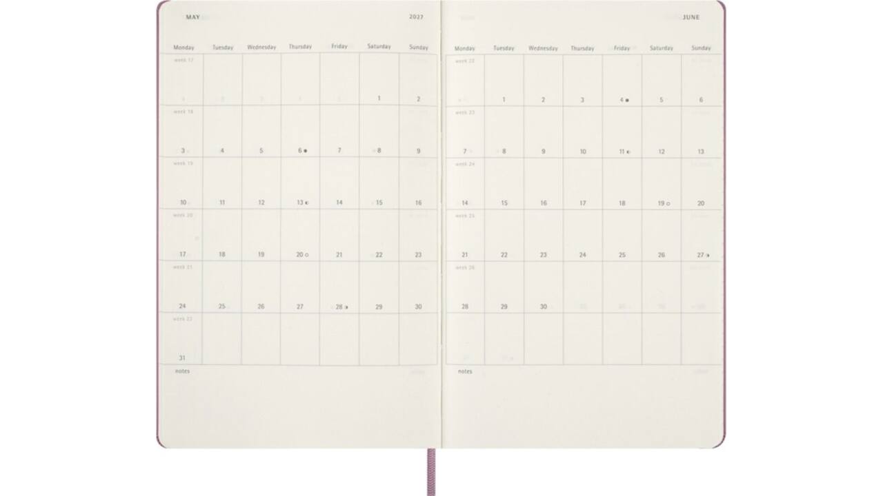 Agenda 2027 Moleskine 12M Planner Daily 1dag/1pagina large hc majestic pink