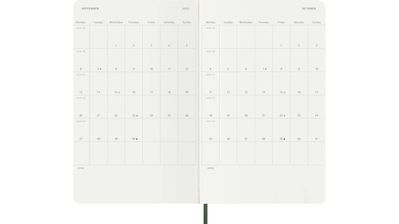 Agenda 2027 Moleskine 12M Planner Weekly 7dagen/1pagina large sc myrtle green