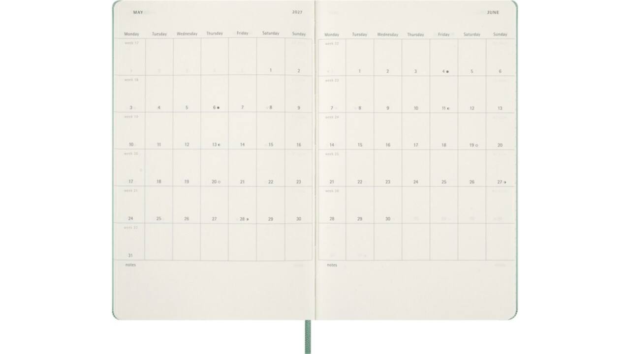 Agenda 2027 Moleskine 12M Planner Weekly 7dagen/1pagina large hc sage green