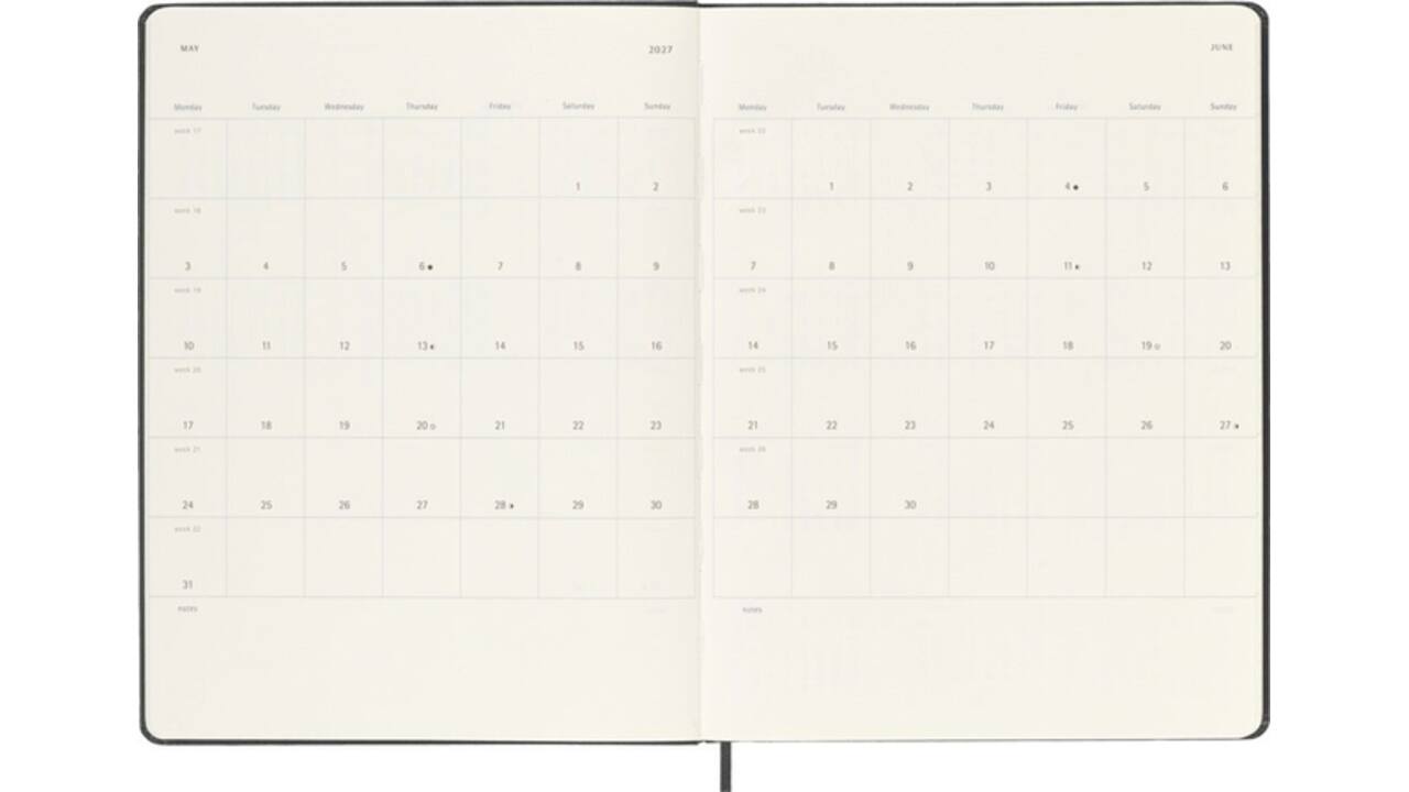 Agenda 2027 Moleskine 18M Planner Weekly 7dagen/1pagina xl hc black