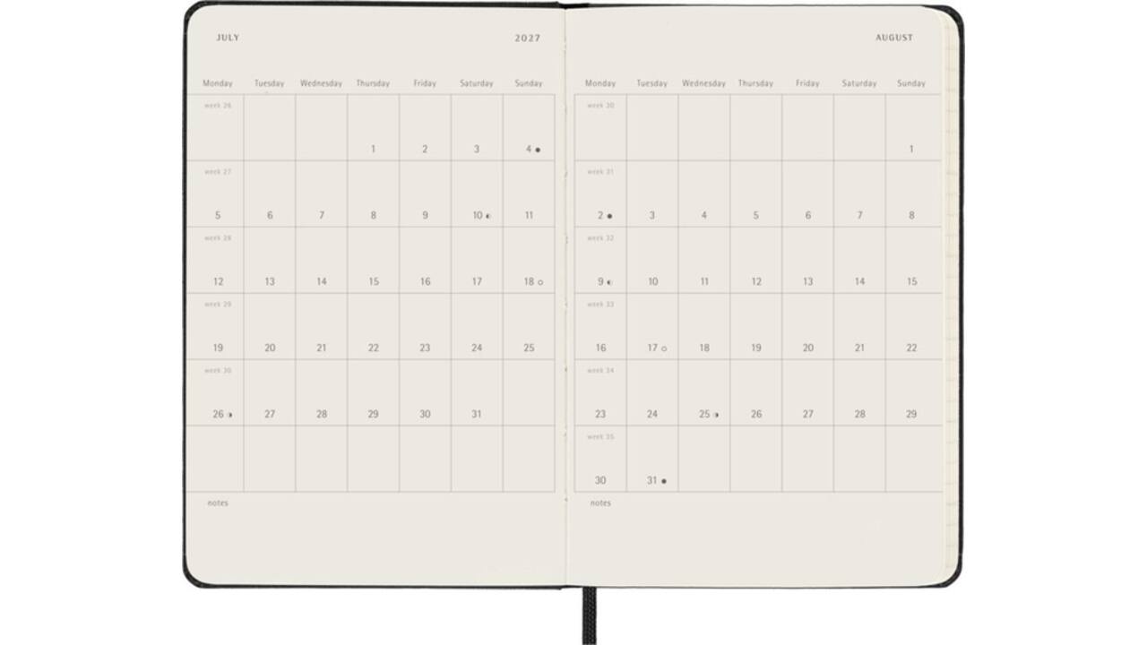 Agenda 2027 Moleskine 12M Planner Weekly 7dagen/2pagina's pocket hc black