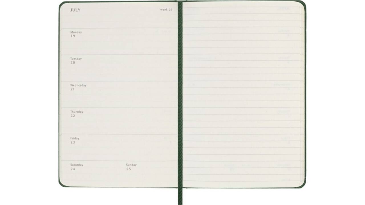 Agenda 2027 Moleskine 12M Planner Weekly 7dagen/1pagina pocket hc myrtle green
