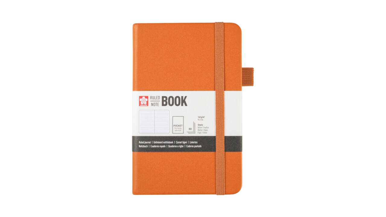 Notitieboek Sakura pocket 90x140mm lijn hard cover amber