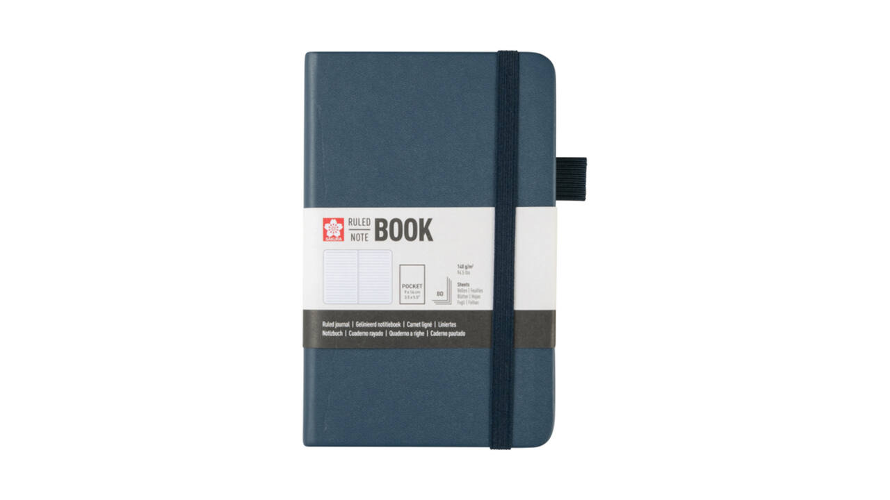 Notitieboek Sakura pocket 90x140mm lijn hard cover donker indigo