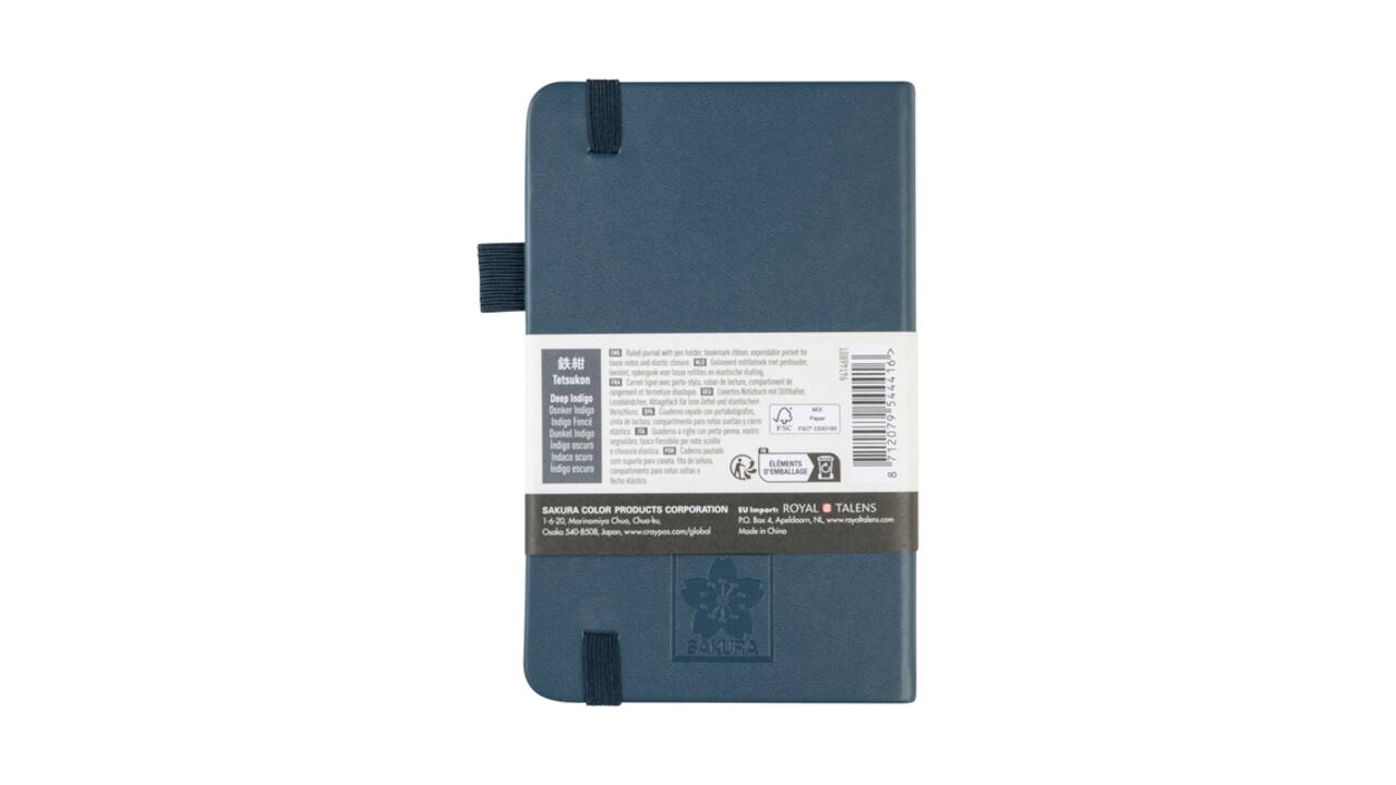 Notitieboek Sakura pocket 90x140mm lijn hard cover donker indigo