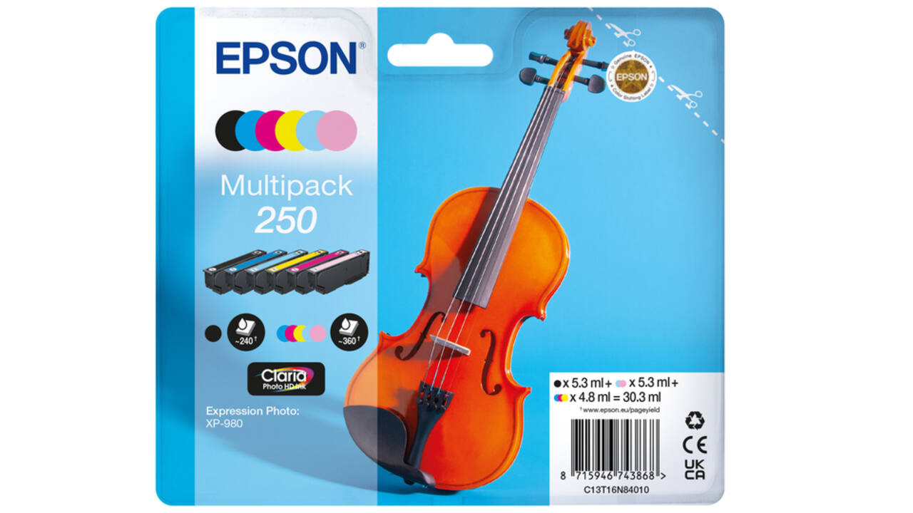 Inktcartridge Epson 250 T16N84 zwart + 5 kleuren