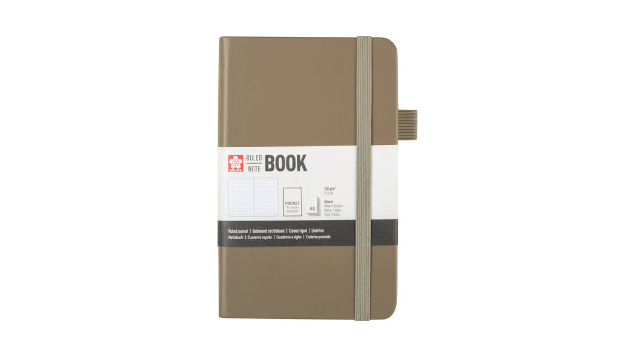 Notitieboek Sakura pocket 90x140mm lijn hard cover sintel