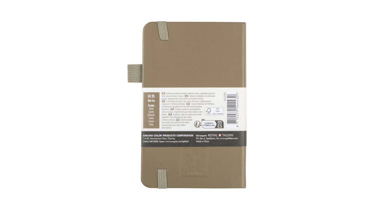 Notitieboek Sakura pocket 90x140mm lijn hard cover sintel
