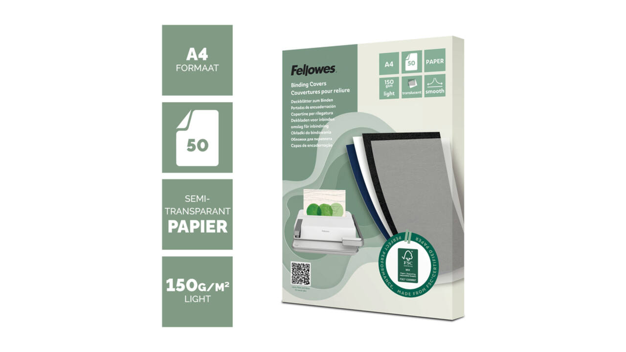 Voorblad Fellowes A4 FSC translucent papier 150gram 50vel