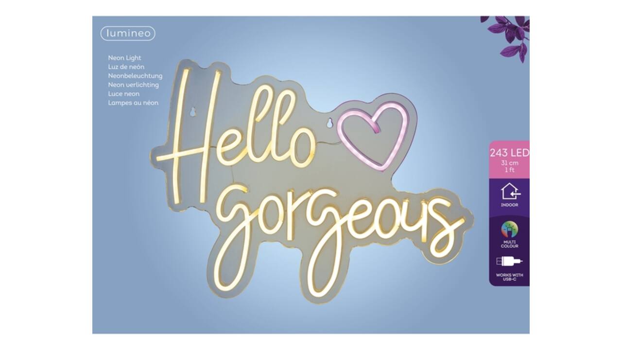 Ledbord Lumineo indoor USB neon Hello Gorgeous