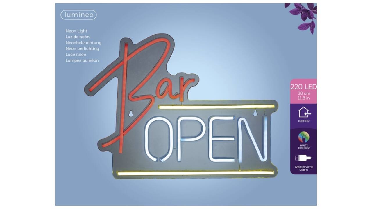 Ledbord Lumineo indoor USB neon Bar Open