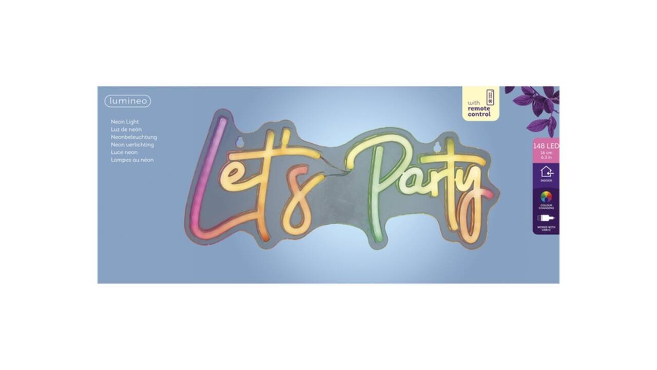 Ledbord Lumineo indoor USB neon Let's Party led Colour change effects