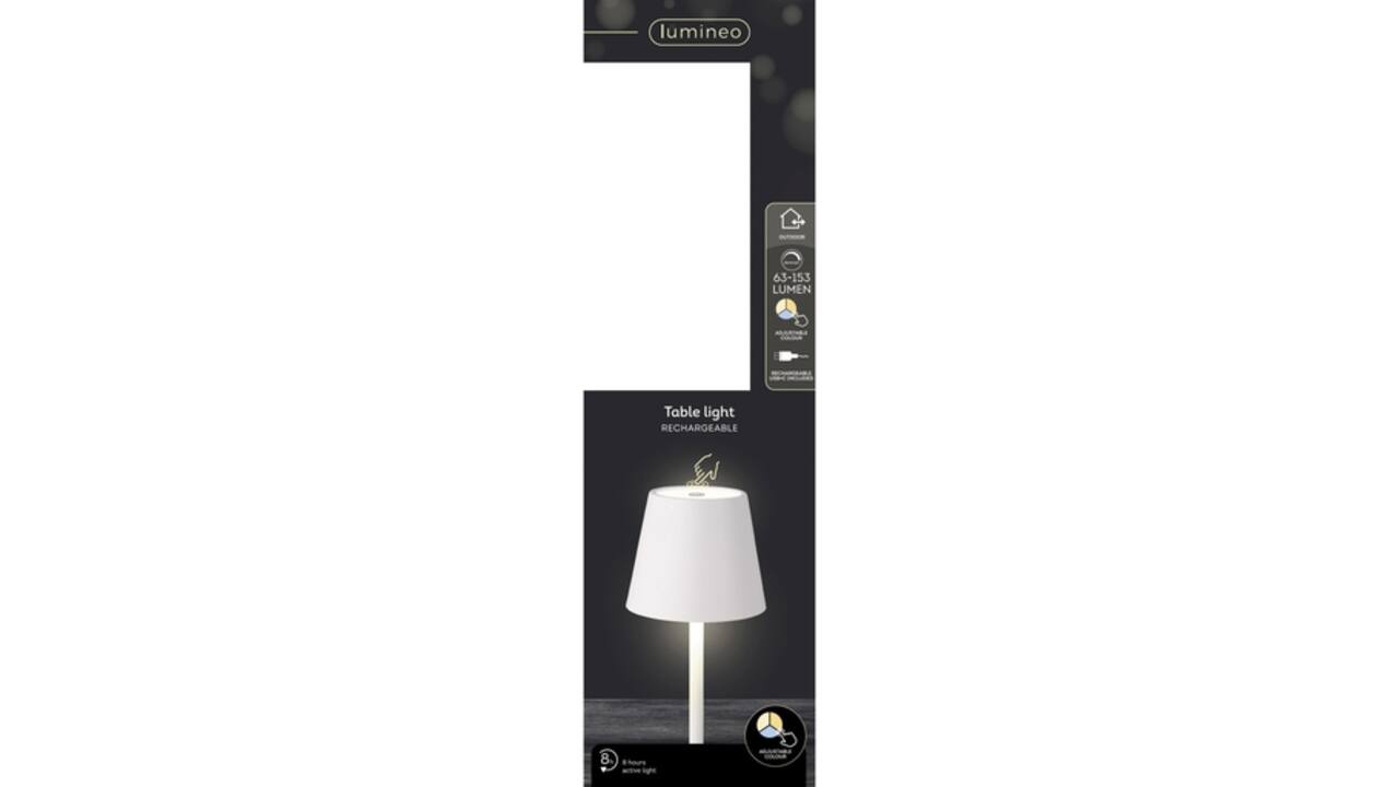 Tafellamp Lumineo led oplaadbaar steady buiten wit