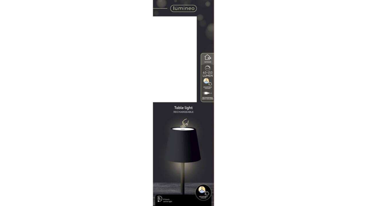 Tafellamp Lumineo led oplaadbaar steady buiten zwart