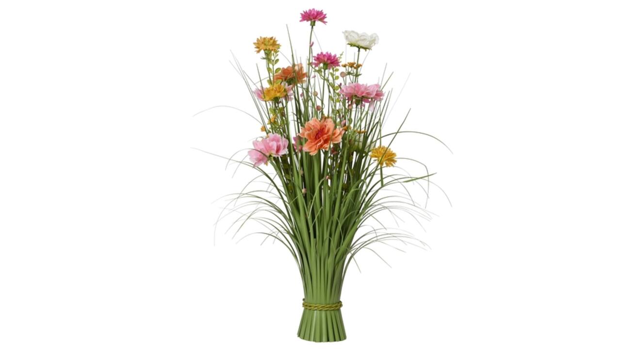 Kunstgras Everlands met bloemen roze 70cm polyester