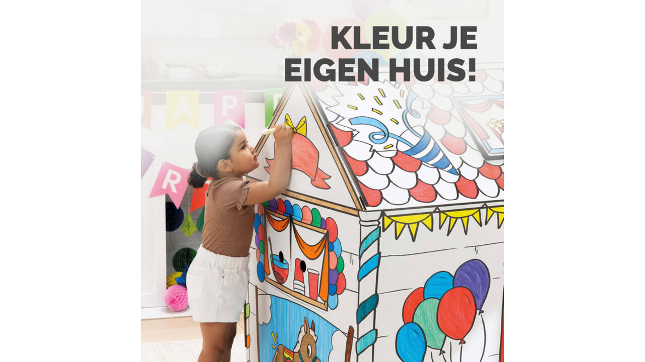 Kartonnen speelhuis XL Verjaardag Bankers Box Play inkleurbaar
