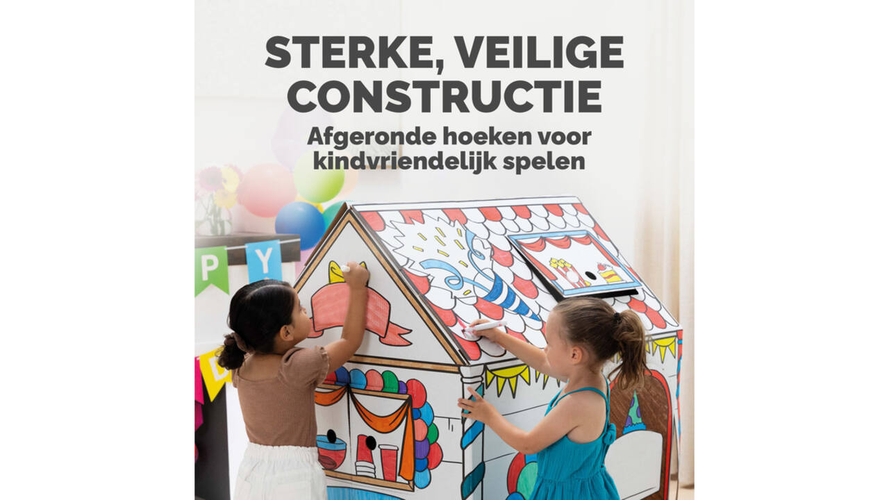 Kartonnen speelhuis XL Verjaardag Bankers Box Play inkleurbaar