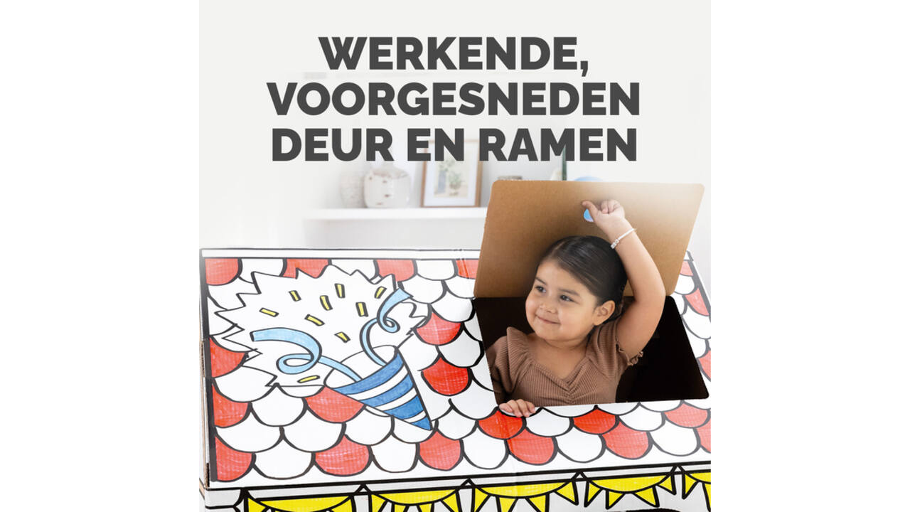 Kartonnen speelhuis XL Verjaardag Bankers Box Play inkleurbaar