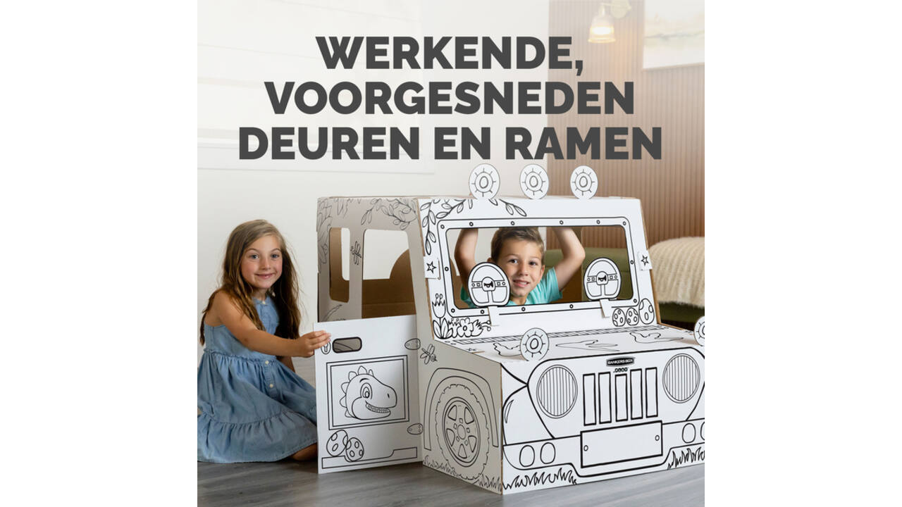Kartonnen Dinosaurustruck XL Bankers Box Play inkleurbaar
