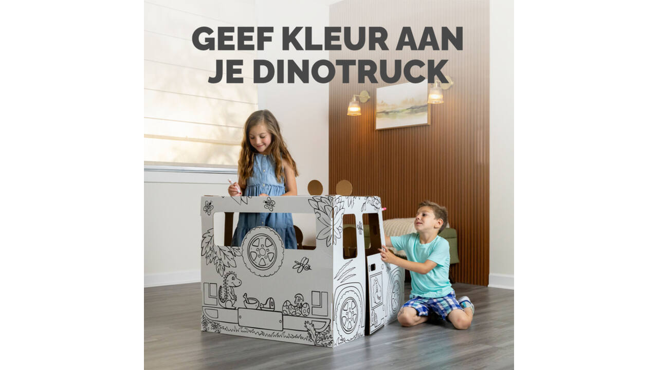 Kartonnen Dinosaurustruck XL Bankers Box Play inkleurbaar