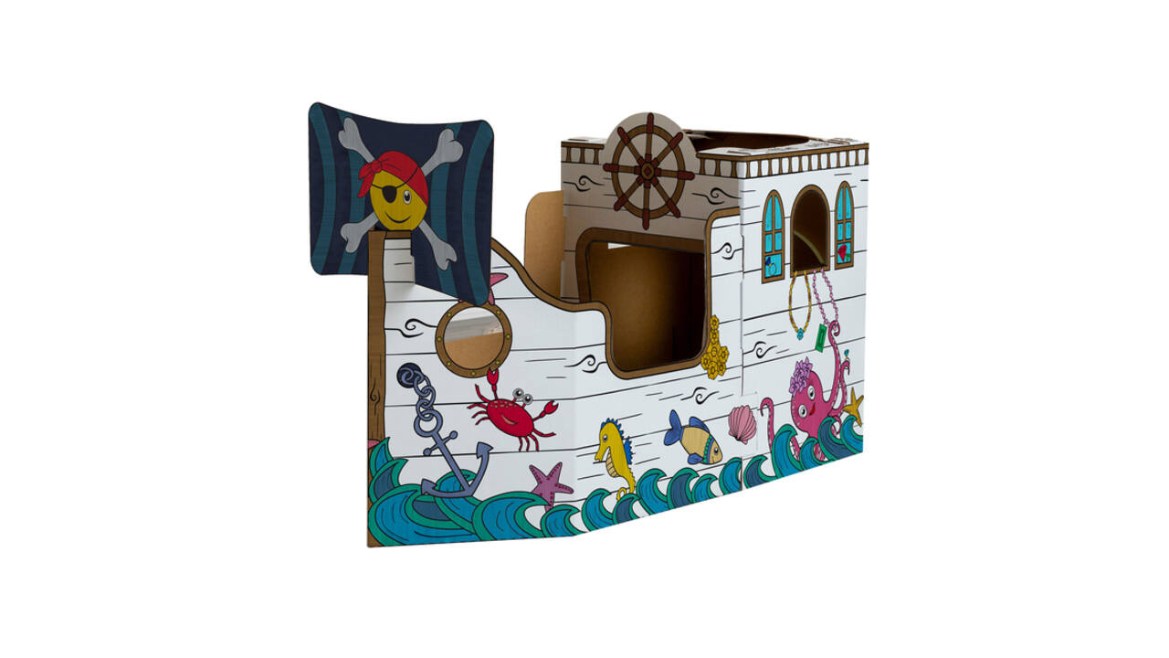Kartonnen Piratenschip XL Bankers Box Play inkleurbaar