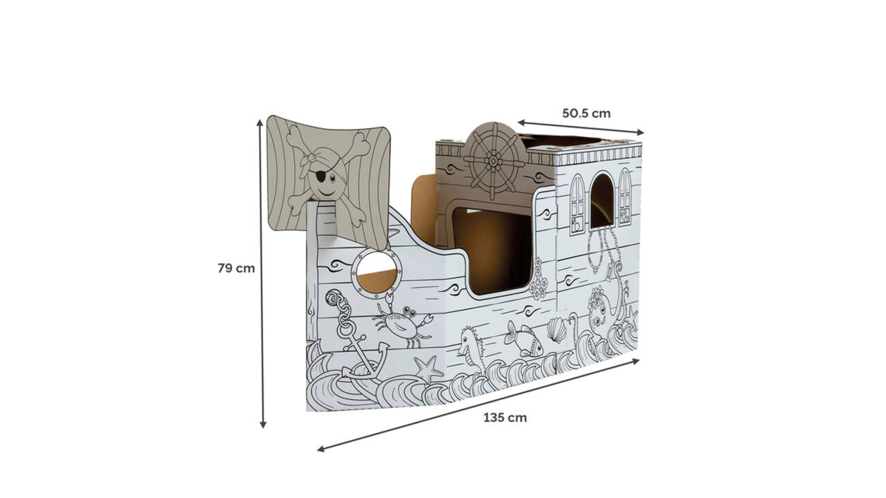 Kartonnen Piratenschip XL Bankers Box Play inkleurbaar