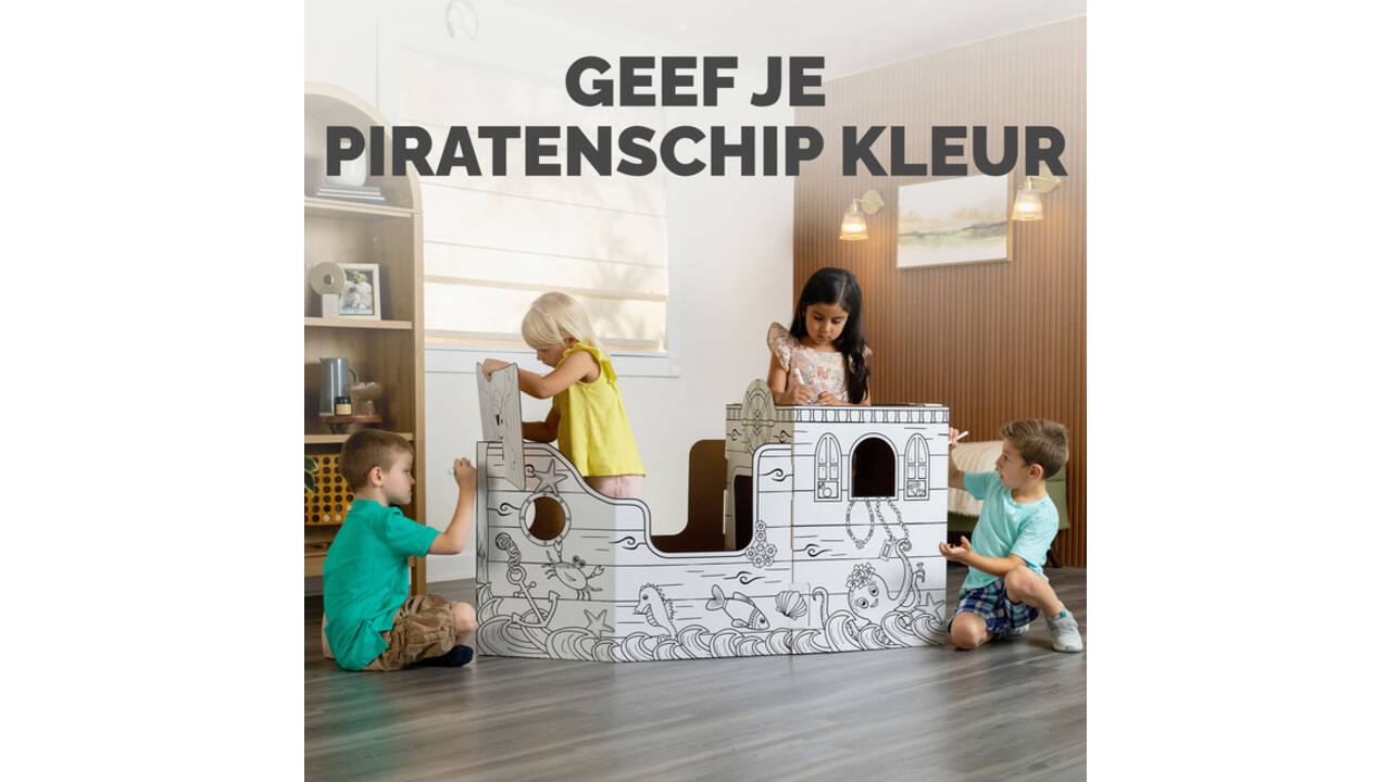 Kartonnen Piratenschip XL Bankers Box Play inkleurbaar