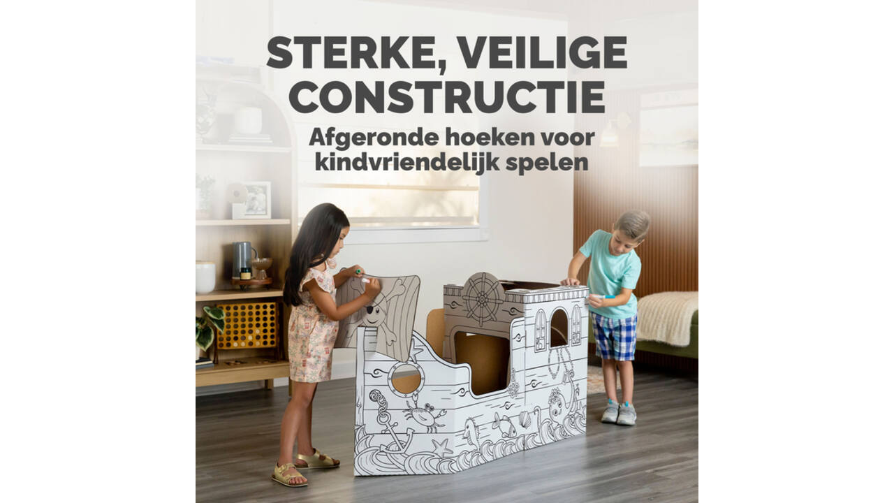 Kartonnen Piratenschip XL Bankers Box Play inkleurbaar