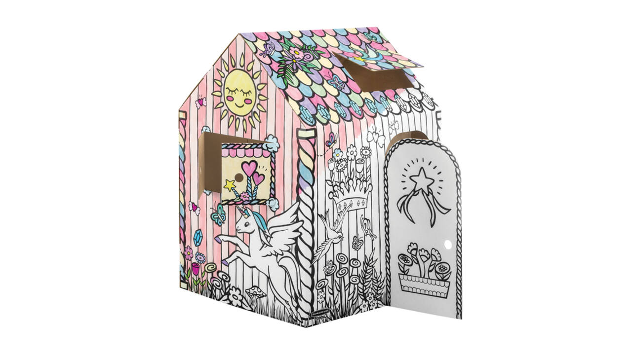 Kartonnen speelhuis XL Eenhoorn Bankers Box Play inkleurbaar