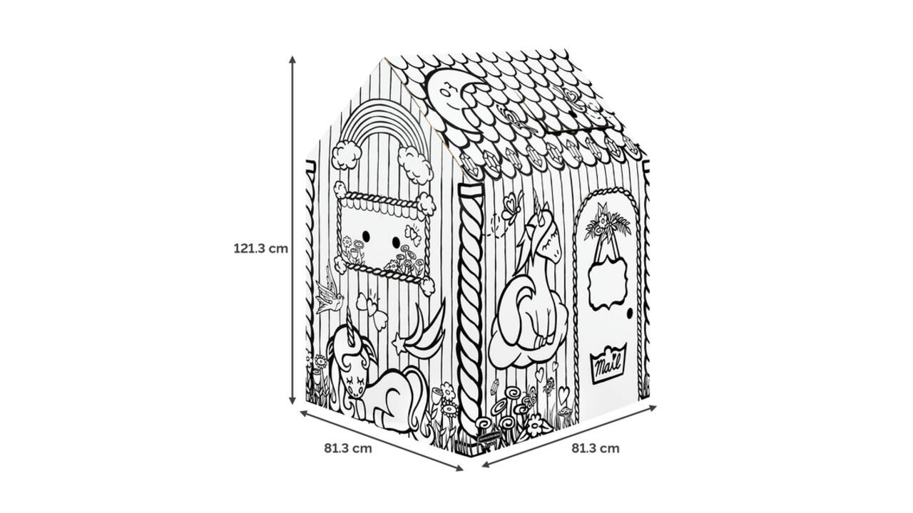 Kartonnen speelhuis XL Eenhoorn Bankers Box Play inkleurbaar
