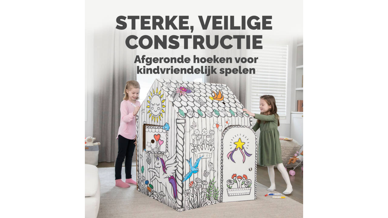Kartonnen speelhuis XL Eenhoorn Bankers Box Play inkleurbaar