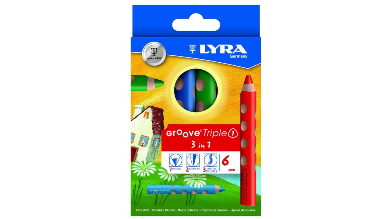 Kleurpotlood LYRA Groove Triple One extra dik set à 6 kleuren