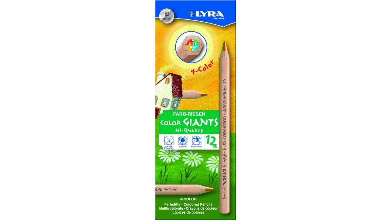 Kleurpotlood LYRA Color Giants Nature vierkleurig set à 12 stuks