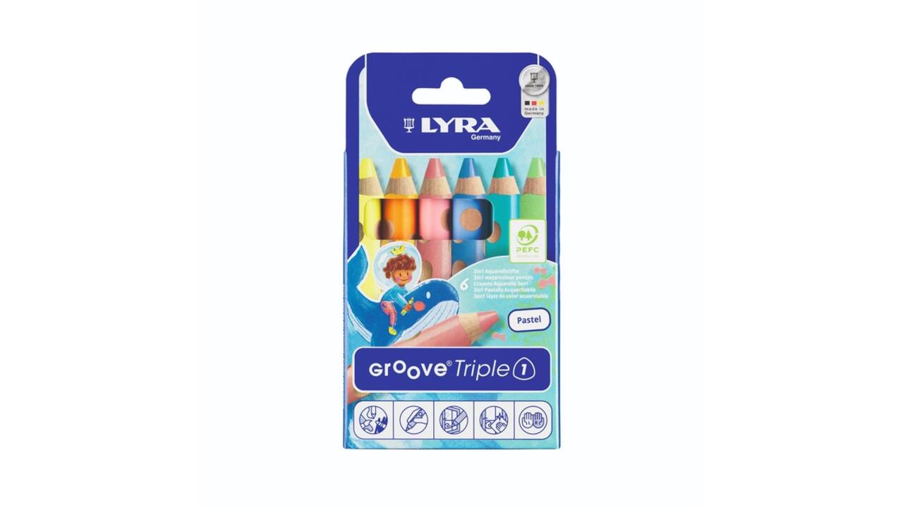 Kleurpotlood LYRA Groove Triple One extra dik set à 6 pastelkleuren
