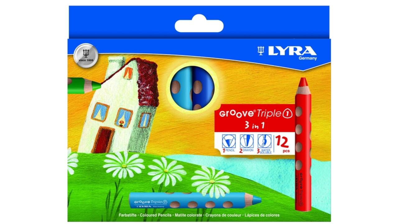 Kleurpotlood LYRA Groove Triple One extra dik set à 12 kleuren
