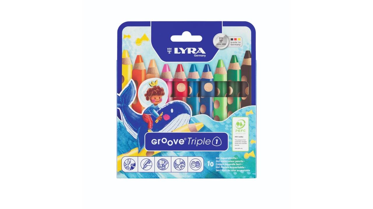 Kleurpotlood LYRA Groove Triple One extra dik set à 10 kleuren